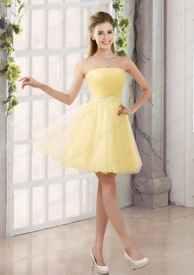 2015 Appliques Strapless A Line Mini Length Prom Dress