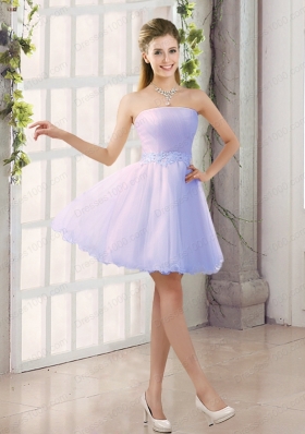 2015 Appliques Strapless A Line Mini Length Prom Dress