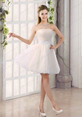 2015 Appliques Strapless A Line Mini Length Prom Dress