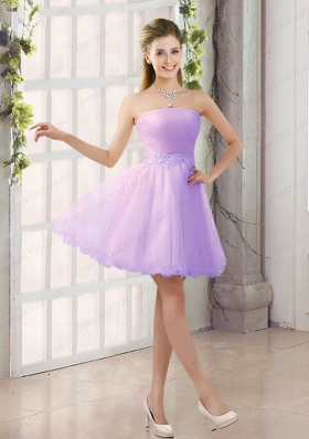 2015 Appliques Strapless A Line Mini Length Prom Dress