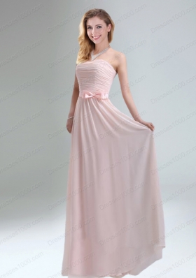 2015 Most Popular Light Pink Empire Prom Dress with Bowknot belt