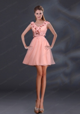 2015 Pretty Appliques and Ruffles A Line Prom Dresses