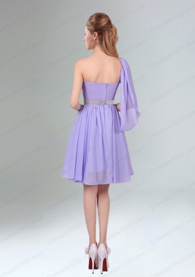 2015 Sassy Beaded and Ruched Short Prom Dress in Lavender