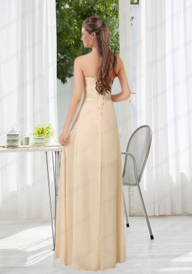 Empire Strapless Ruching and Belt Prom Dress with Floor Length