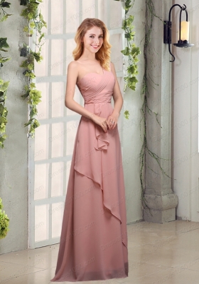 One Shoulder Empire 2015 Prom Dresses with Ruching