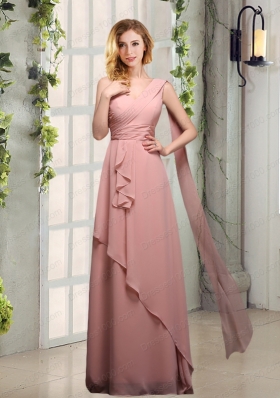One Shoulder Empire 2015 Prom Dresses with Ruching
