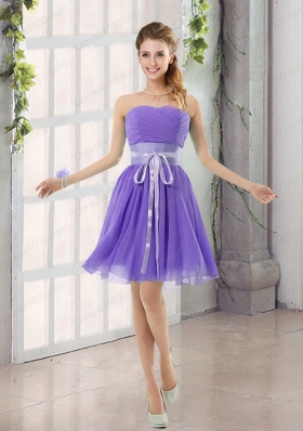 Perfect Belt Ruching Sweetheart A Line Prom Dress for 2015