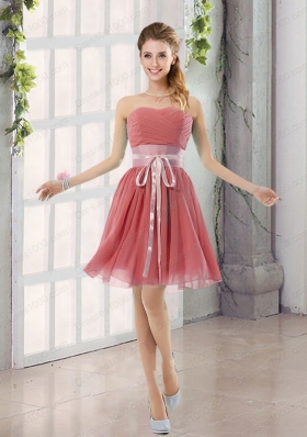 Perfect Belt Ruching Sweetheart A Line Prom Dress for 2015