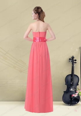 Sweetheart Watermelon Long Prom Dress with Bow Belt