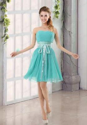 2015 A Line Ruching Lace Up Prom Dress in Aqua Blue