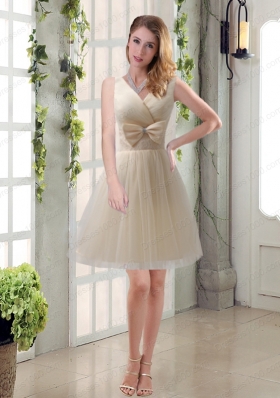Elegant Princess Mini Length Lace Prom Dress with Bowknot