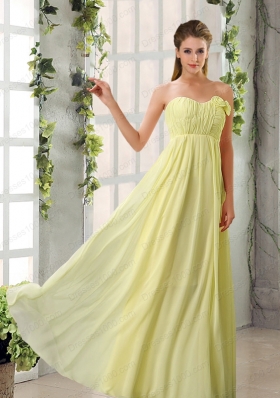 Empire V Neck Ruching Chiffon Prom Dresses with Cap Sleeves