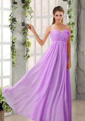 Empire V Neck Ruching Chiffon Prom Dresses with Cap Sleeves