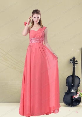 Exquisite Watermelon Prom Dresses with Ruch and Beading