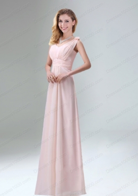 Most Beautiful Chiffon Light Pink Empire Prom Dress with Ruching