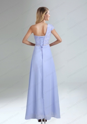 One Shoulder Belt Empire 2015 Appliques Prom Dress in Lavender