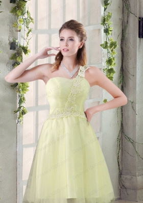 Popular A Line Appliques Prom Dress with One Shoulder