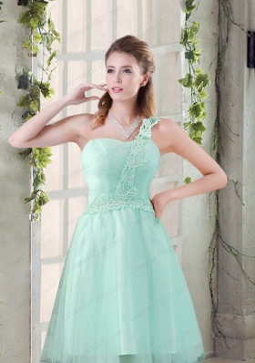 Popular A Line Appliques Prom Dress with One Shoulder