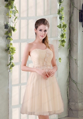 Popular A Line Appliques Prom Dress with One Shoulder