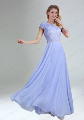 2015 Modest Belt Empire Prom Dress in Lavender