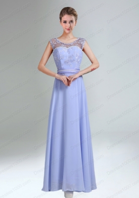 2015 Modest Belt Empire Prom Dress in Lavender