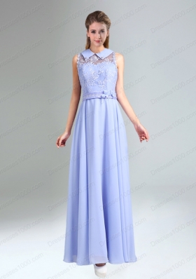 2015 Modest Belt Empire Prom Dress in Lavender