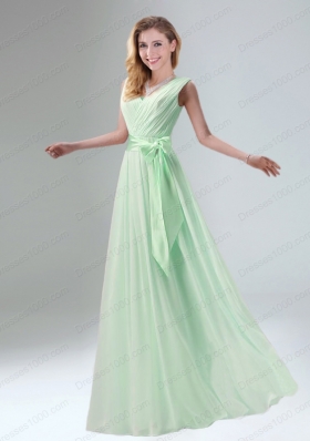 Fashionable Belt Ruching Chiffon Mother of the Bride Dresses with Bowknot