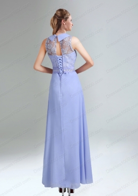 2015 Empire Lace Up Mother of the Bride Dresses Belt and Lace