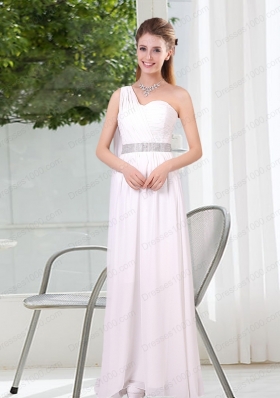One Shoulder Empire Ruching Sequins White Mother of the Bride Dresses