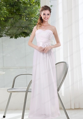 Ruching and Belt Sweetheart Empire White Mother of the Bride Dresses