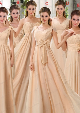 Scoop Ruching Cap Sleeves Chiffon Mother of the Bride Dresses in Champagne