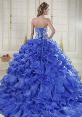 2014 Puffy Sweetheart Brush Train Quinceanera Dresses