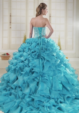 Fashionable Sweetheart 2015 Quinceanera Dresses in Aqua Blue