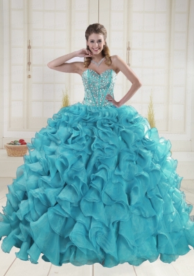 Fashionable Sweetheart 2015 Quinceanera Dresses in Aqua Blue