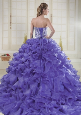 Hot Sale Sweetheart Brush Train Quinceanera Dresses for 2015