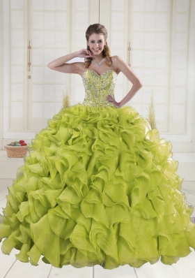 Most Popular Sweetheart Brush Train Beading Quinceanera Dresses