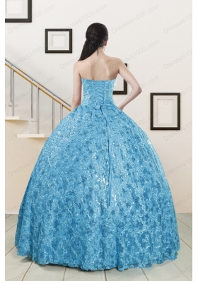 2015 Beautiful Sweetheart Ball Gown Quinceanera Dress in Baby Blue