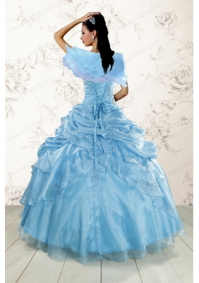 2015 Brand New Aqua Blue Quinceanera Dresses with Appliques