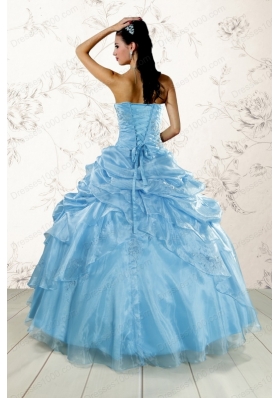 2015 Brand New Aqua Blue Quinceanera Dresses with Appliques