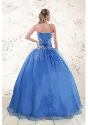 2015 Cheap Appliques Quinceanera Dresses in Royal Blue