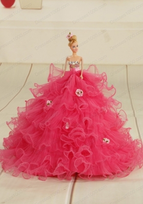 2015 Elegant Appliques and Ruffles Quinceanera Gowns in Hot Pink