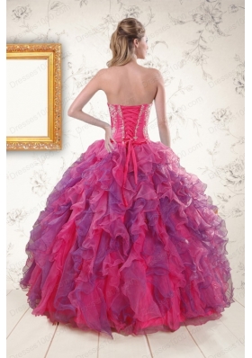 2015 Elegant Multi Color Quinceanera Dresses with Appliques and Ruffles