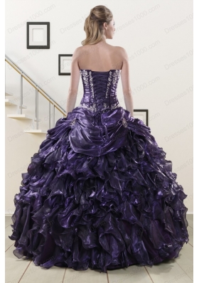 2015 Elegant Sweetheart Purple Quinceanera Dresses with Appliques