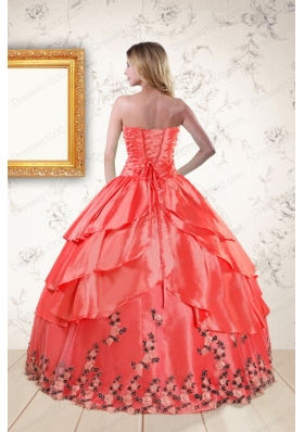 2015 Exquisite Quinceanera Gowns with Ruching and Appliques