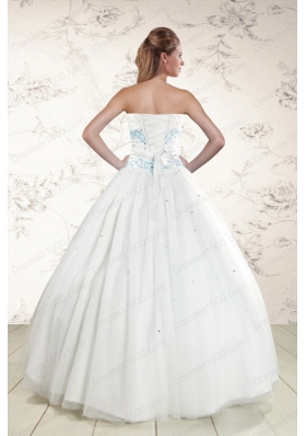 2015 Modern White Quinceanera Dresses with Appliques and Beading