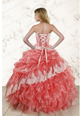 2015 Popular Watermelon Quinceanera Dresses with Strapless