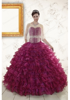 Beading and Ruffles The Most Popular Burgundy Quinceanera Gown