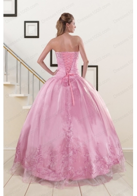 Elegant Beading and Appliques Baby Pink Quinceanera Dresses for 2015