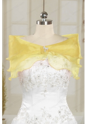 Romantic Yellow Sequined Quinceanera Dress with Strapless