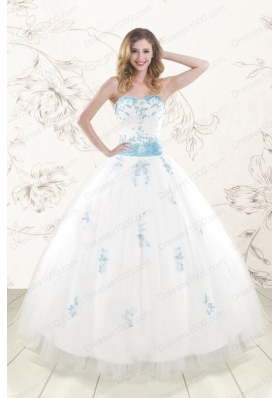 White Ball Gown Discount Pretty Quinceanera Dresses for 2015